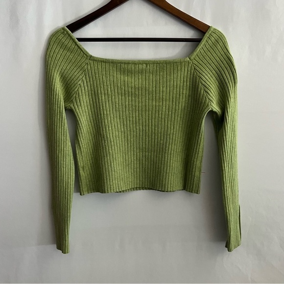 Women's Wild Fable Chartreuse Green Cropped Sweater - Picture 7 of 8